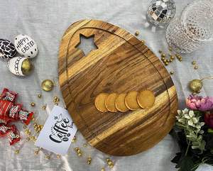 <b>Egg</b> Shaped Wood Cutting Board Serving Platter Eco-Friendly Dishwasher Safe Made Vietnam for Easter Holiday Decoration - Product Image 5