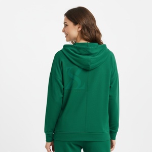 Ropa de mujer de talla OEM sudaderas con capucha con cremallera bloqueada de color pesado para mujer sudaderas con capucha con cremallera hechas de poliéster y algodón para mujer - Product Image 4