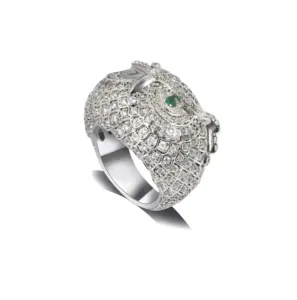 แหวนรูปนกฮูกประดับเพชรเลียนแบบเพชรแท้ ราคาโรงงาน เงินแท้ 925 ประดับมอยส์ซาไนต์ VVS สไตล์ฮิปฮอป สำหรับผู้ชาย - Product Image 2