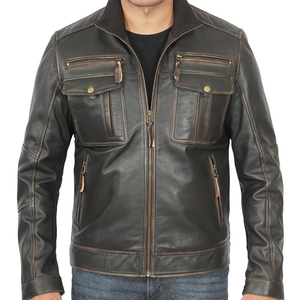 Veste en cuir à fermeture éclair pour homme, nouvelle collection automne-hiver, style streetwear, manches longues, décontractée, tendance, veste de moto, veste pour homme - Product Image 1
