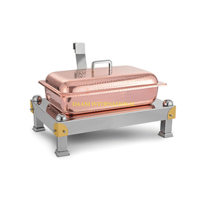 Réchaud rectangulaire en cuivre de haute qualité avec couvercle martelé support d'accent en laiton en acier inoxydable pour décor de restauration de mariage - Product Image 1