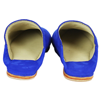 Babouches marocaines pour femmes en cuir suédé pour pantoufles avec doublure en cuir véritable perles bleues-confort à la maison