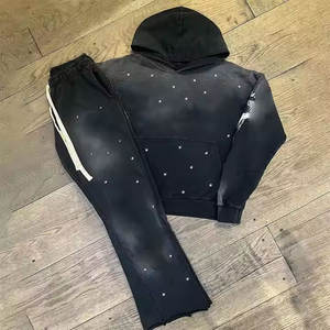 Chándal acampanado personalizado para hombre al por mayor, chándal negro liso de alta calidad con logotipo de marca impreso para invierno - Product Image 4