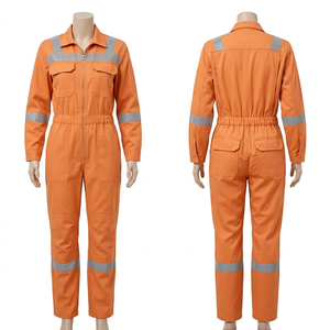 Combinaison de sécurité pour femmes, uniforme, 240 GSM, polycoton, panneau réfléchissant orange, vêtements de travail, broderie personnalisée, impression à l'écran, logo - Product Image 1