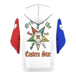 Sudadera con Capucha Bordada de Algodón de Alta Calidad con el Emblema de la Orden de la Estrella de Oriente, Ropa Masónica Griega Unisex - Product Image 2