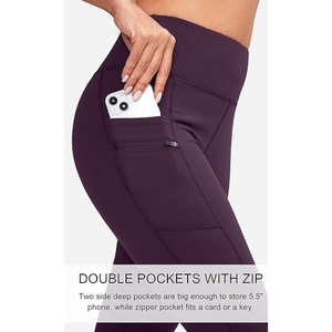 Leggings de yoga pour femmes à taille haute, personnalisés, unis, avec logo à la taille, légers, à séchage rapide, respirants, longueur intégrale, vêtements de sport - Product Image 4