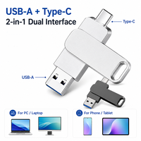 Memoria USB Personalizada con Logotipo, USB 3.0 Tipo C, Doble Interfaz, Metálica, Giratoria, para Teléfono y Portátil, Regalo Promocional Corporativo