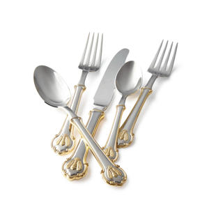 Cubiertos chapados en oro pulido con estilo moderno Juego de Cubiertos de boda real de acero inoxidable para restaurantes Cena - Product Image 4