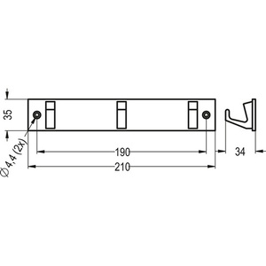 Toallero con 3 Ganchos de Aluminio Anodizado Plateado, 210 mm de Largo, 35 mm de Alto, 33,5 mm de Profundidad HERMETA - Product Image 3