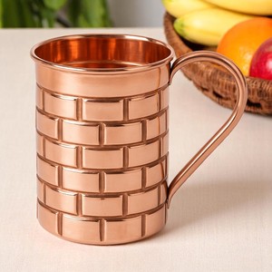 Tasse à café et à thé à double paroi écologique faite à la main produit en vrac avec poignée en cuivre et en acier inoxydable verres en métal - Product Image 3