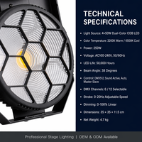 Luz de Escenario LED COB de 4x50W, Doble Color, DMX512, 3200K-6500K, Blanco Cálido y Frío, para Conciertos, Iglesias, Bodas, Clubes y Eventos
