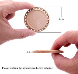 Adiba Decoración para el Hogar India, 20 Piezas de Rodajas de Madera Natural de 2.16 Pulgadas, Kit de Madera sin Acabado para Manualidades, Círculos de Madera con Orificio Preperforado - Product Image 6