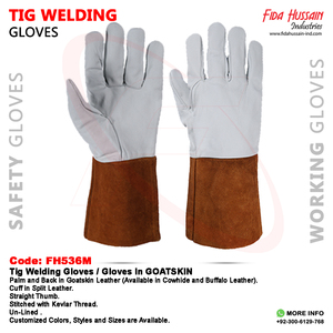 Guantes de seguridad de piel de vaca personalizados, protección contra el calor y el fuego con estilo de pulgar recto para soldadura TIG y Mig - Product Image 6