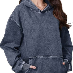 Sweat à capuche pour femme, lavage à l'acide, poches kangourou, capuche réglable, confortable, streetwear décontracté, tissu en molleton léger - Product Image 2