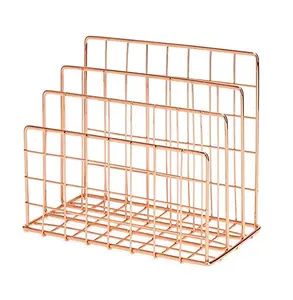 Unique design Magazine Rack wholesale portable floor gold plating metal magazine display rack used in store shop library 2023