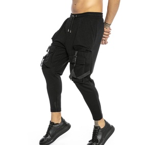Pantalones deportivos de cintura alta para hombre, pantalones deportivos personalizados de algodón con múltiples bolsillos y cierre elástico - Product Image 3