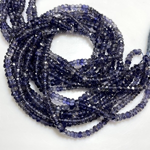 Perles en forme de rondelle à facettes en iolite naturelle en gros 3.5-4MM perles de pierres précieuses bleues pour la fabrication de bijoux - Product Image 4