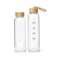 Bouteille d'eau en verre personnalisable pour le sport et le fitness avec marqueur de temps et couvercle en acier inoxydable