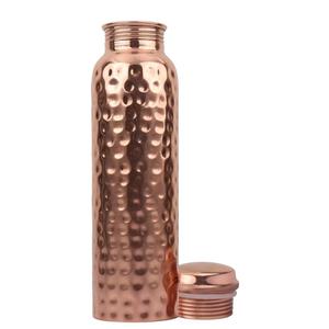 Botella DE AGUA DE Metal de cobre puro 100%, ecológica, para viajes de Yoga diarios, regalo de devolución, tapa de estilo martillado con corte de diamante, alta calidad - Product Image 2