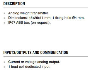 Fabriqué en Italie Transmetteurs de poids analogiques de vente chaude pour les cellules de charge de tension/compression pour les acheteurs en gros - Product Image 4