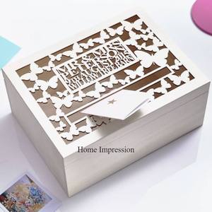 Venta caliente flores corte láser diseñador aspecto atractivo Color plata Metal acrílico festivo y fiestas caja de tarjeta de regalo de boda - Product Image 6