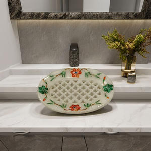 ที่วางสบู่หินอ่อนหรูหรา ประดับด้วยพลอยคาร์เนเลียนและมาลาไคต์ สำหรับตกแต่งภายในห้องน้ำโรงแรมและบ้าน สไตล์อินเดีย ราคาดีที่สุด - Product Image 2