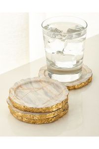 Sous-verres personnalisés de haute qualité en nacre et or gravé, design moderne pour verres à boisson - Product Image 4