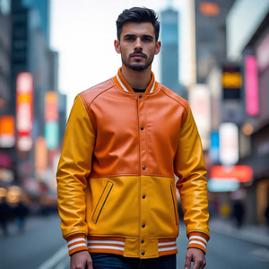 Men Baseball Leather Varsity <b>Jackets</b> Streetwear Motor Bike <b>Cycling</b> Vintage Leather <b>Jacket</b> Men's - Product Image 3