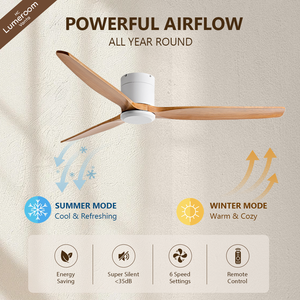42 Inch Low Profile Ceiling <b>Fan</b> Without Light with 3 Solid Wood Blades White Flush Mount <b>Fan</b> for Bedroom Living Room - Product Image 2