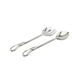 พรีเมี่ยมดูโลหะ Flatware ใหม่คดเคี้ยวเซิร์ฟเวอร์สลัดสำหรับการให้บริการโลหะชุดช้อนส้อมสำหรับโรงแรมและเครื่องครัวใหม่ชุดช้อนส้อม - Product Image 2