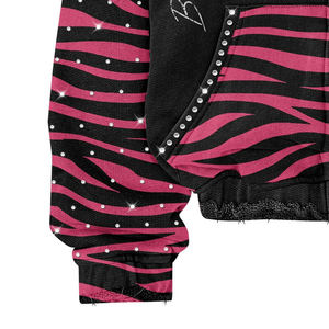 Hot Selling Streetwear Custom 380 500gsm Men's French Terry Fleece All Over Print Rhinestone Boxy <b>Cropped</b> <b>Zip</b> <b>up</b> <b>Hoodie</b> Men - Product Image 6