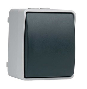 Interruttore/Commutatore da superficie grigio/nero IP44 (Simon MS535005) - Product Image 1