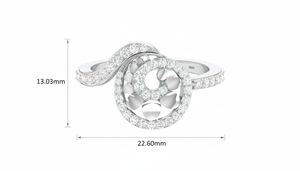 Elegante Anillo de Oro de 14K y Diamantes Naturales para Mujer con 44 Diamantes de 0.40Ctw Corte Brillante Redondo - Diseño Elegante con Baño de Rodio - Product Image 2
