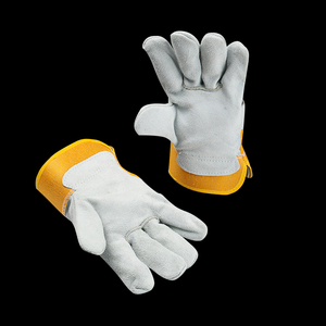 Gants en cuir à forte adhérence avec double patch de paume Gants de travail durables à double paume avec manchette caoutchoutée Gants de gréement en cuir - Product Image 6