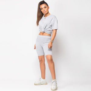 High Quality Custom <b>Women's</b> <b>Set</b> T <b>Shirts</b> & <b>Shorts</b> 100% Cotton Logo <b>Set</b> 2 Piece <b>Set</b> Plain Gym <b>Women's</b> T <b>Shirt</b> <b>Shorts</b> <b>Set</b> - Product Image 2