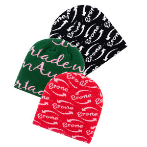 Quantité minimale de commande bas Fabricant de bonnets Y2K personnalisés avec logo jacquard personnalisé et doublure en satin à l'intérieur - Product Image 2