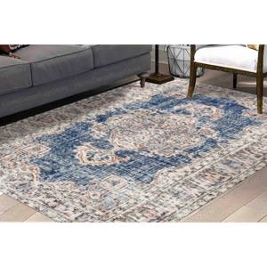 Tapis bleu marine, tapis de style antique, tapis imprimé pour la décoration moderne de la maison, tapis en chenille - Product Image 3