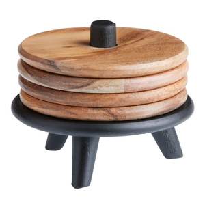 Smooth edge wooden coaster offering gentle contact to table surfaces preventing <b>scratches</b> or unwanted marks effectively - Product Image 4