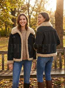 Veste en jean de style streetwear, col en fourrure personnalisé de haute qualité, vintage, lavée, chaude, décontractée, tendance, pour femmes - Product Image 3