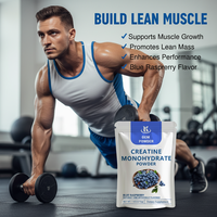 Créatine monohydrate micronisée en poudre, saveur framboise bleue, marque privée OEM, vente en gros pour compléments nutritionnels sportifs