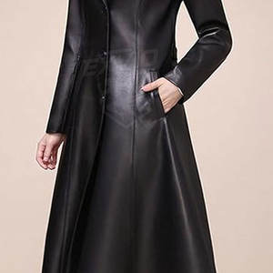 เสื้อโค้ทหนังผู้หญิงแฟชั่นฤดูหนาว ดีไซน์ยาวทันสมัย เนื้อผ้านุ่ม สวมใส่สบายๆ - Product Image 4