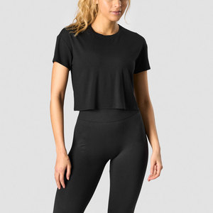 Vente en gros pas cher vierge recadrée lourde recadrée t-shirts/OEM respirant de haute qualité en coton femmes crop top t-shirts - Product Image 1