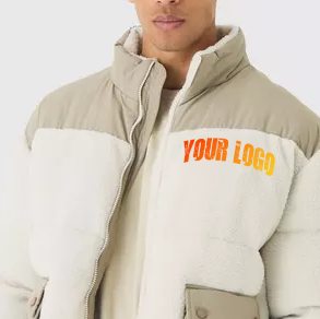 Veste d'hiver matelassée pour homme, logo personnalisé, couleur contrastée sur le devant, col montant, coupe ajustée, séchage rapide, respirante, haute qualité, décontractée, OEM en gros - Product Image 5