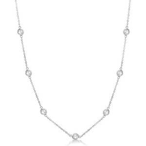 Collier en or blanc 14 carats avec diamants sertis en bélière avec des pierres de 0,15 ct - Product Image 4