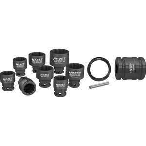 Juego de llaves de vaso cuadradas cortas Hazet de 12 puntos y 1/2'' con perfil de tracción y orificio, juego de 11 piezas - Product Image 1