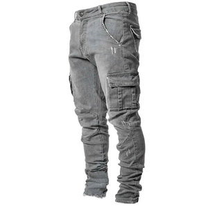Jeans Jogger para Hombre de Alta Calidad, con Logotipo Personalizado, Estilo Urbano, Bolsillos Cargo, Lavado Vintage, Azul Claro Brillante - Product Image 5