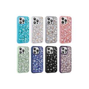 Étui de luxe Netzy avec paillettes et strass pour iPhone 15 Pro Max, série SAFAL Linea, blanc, PC antichoc, design élégant, INS - Product Image 3