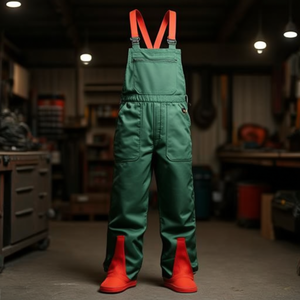 Cut-resistant Workwear Bib <b>Overalls</b> Size 60 Green/Red Feldtmann - Product Image 3