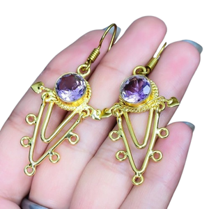 925 argent Sterling massif fait à la main pierres précieuses améthyste haute qualité boucles d'oreilles bijoux meilleur cadeau de mariage pour les filles 925 timbre bijoux - Product Image 1