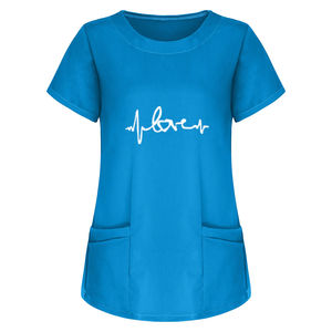 T-shirts d'uniforme médical unisexe à manches courtes et col rond, tissés, couleurs unies, pour infirmières et personnel hospitalier - Product Image 4